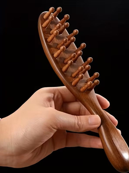 Cepillo Madera Masajeador Cuero Cabelludo