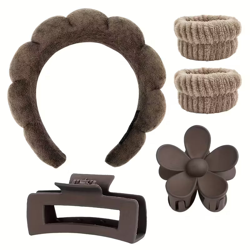 Set Diadema y muñequeras Café